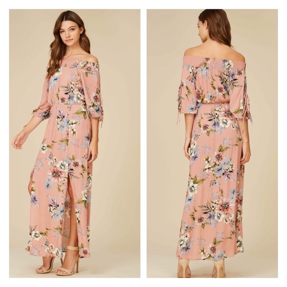 Off the shoulder floral long maxi dress - Picture 1 of 7